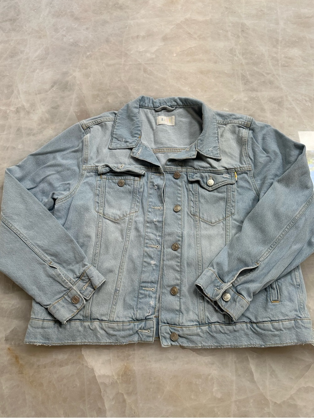 Rails Distressed Light Wash Denim Trucker Jacket | XL